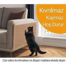 Resim AyrStore Kedi Tırmalama Halısı Yapışkanlı Her Yüzeye Uygulanabilir Kesilebilir Mobilya Koruyucu Mat ( 