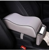 Resim Xuweiwei Gri Yumuşak Hafıza Köpüklü Kol Dayama Minderi Telefon Cebi Konforlu Araç İçi Aksesuar 