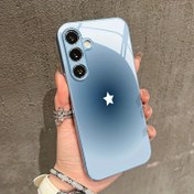 Resim For Galaxy A05S/A13/A14/A15/A16/A23/A24/A25/A26/A30/A32/A33/A34/A35/A36/A52/A53/A54/A55/A56/A72/A90/S20/S21 FE/S22/S23/S23 Ultra/S24/S24 FE/S24 Ultra/S25/S25 Ultra/S25 Plus/S25 Edge için uygun minimalist beyaz beş köşeli yıldız desenli cam telefon kılıfı, trend, şık ve güzel tasarlanmış koruyucu kapak. 