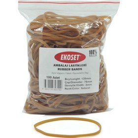 Resim Ekoset 120X3Mm Geniş Kauçuk Paket Ambalaj Lastiği 100 Adet 