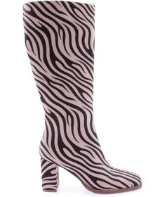 Resim Dgn Kadın Küt Burun Topuklu Çizme Bej Zebra 2110212821 