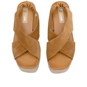 Resim Elit Rosabelle Kadın Hakiki Süet Deri Dolgu Topuk Sandalet Taba Taba 