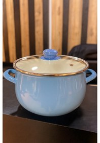 Resim Alev Emaye Emaye Tencere 24 Cm - 6 Litre Açık Mavi 