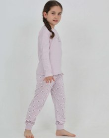 Resim Toontoy Kız Çocuk Kelebek Baskılı Pijama Takım Lila 