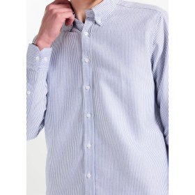 Resim Altınyıldız Classics Beyaz - Lacivert Erkek Düğmeli Tailored Fit Çizgili Gömlek ACE201262114 