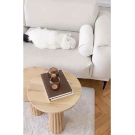 Resim Simillo Home & Living 2’li Doğal Masif Ahşap Yan Sehpa – Naturel Renk Zigon Fiskos Takımı 