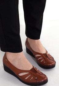 Resim DERİMİSS Kadın Taba Hakiki Deri Ortopedik Ayakkabı 