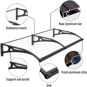 Resim Alüminyum Kapı Gölgelik Tente 60x160cm/24x63in - Dış Mekan Pencere Tente Kapağı, Kapılar ve Pencereler için Şeffaf Barınak, Hava Koşullarına Dayanıklı, Şık Koruma 