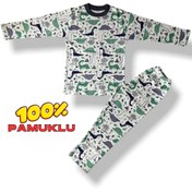 Resim ÇizYaz Tasarım Desenli Çocuk Pijama Takımı Pamuklu Penye 