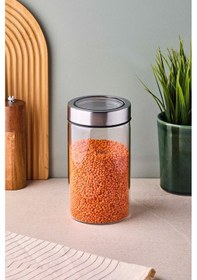 Resim Cassetto 1100 Ml Paslanmaz Çelik Kapaklı Borosilikat Cam Kavanoz 10x18 Cm Seffaf Şeffaf 