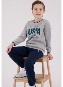 Resim U.S. Polo Assn. Lisanslı Erkek Çocuk Alt Üst 2 Parça Eşofman Takımı Us2223 Grimelanj 