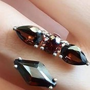 Resim OSESHOP Granat Taşlı 925 Ayar Gümüş Rose Ayarlanabilir Tasarım Yüzük 