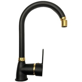 Resim Siyah Delta Altın Gold Mutfak Eviye Lavabo Bataryası Aç Kapa Kollu Garantili Musluk Siyah 