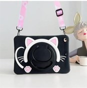 Resim Delixa Covpor Standlı Askılı Karakterli Kedi Çocuk Kılıfı - Siyah Siyah Apple IPad 10. Nesil 10.9" 2022 ile 