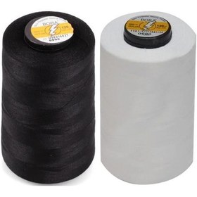 Resim Bora Dikiş İpi 5000 Metre Bobin Siyah ve Beyaz 2 Adet 