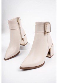 Resim Muggo Chily Garantili Kemer Ve Toka Detaylı Kalın Topuklu Kadın Bot 001 