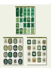Resim 6'lı Yeşil Vintage Temalı Sticker Seti 12x17 Cm Bullet Journal, Scrapbook, Ajanda Ve Planlayıcı İçin Diğer 