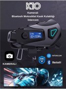 Resim K10 Dvr Kameralı İntercom Bluetooth Motosiklet Kask Kulaklığı Kameralı İntercom Kulaklık 