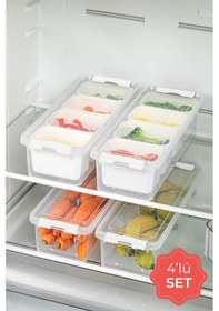 Resim Vienev Kilitli Kapaklı Uzun 4 x 3.5 L Saklama Kabı Seti 4'lü Çok Renkli 