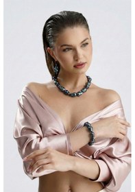 Resim Siyah Doğal Barok İnci Kolye Rose Gold 