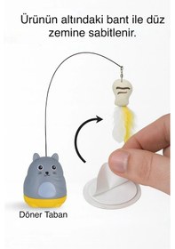 Resim Tineke Kediler İçin Yere Yapışkan Tabanlı Tüylü Oyun Oltası Eğlenceli Hareketli Kedi Oyuncağı Oltacı Kedi 