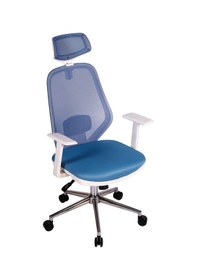 Resim Ofisbazaar Dali Beyaz Fileli Yönetici Koltuğu Ergonomik Başlıklı Ofis Koltuğu Açık Mavi Mavi 