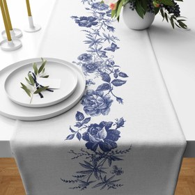 Resim Drawing Flowers Blue Runner Örtü 