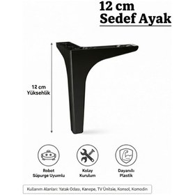Resim Sedef 12 Cm Siyah Mobilya Kanepe Sehpa Tv Ünitesi Koltuk Ve Konsol Ayağı Siyah 