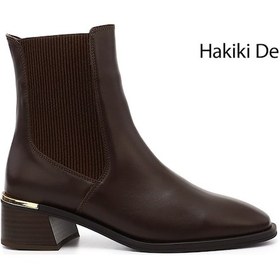 Resim Gönderi R Kahverengi Platinum Kalın Topuklu Hakiki Deri Chelsea Bot kahverengi 