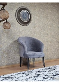 Resim Tekli Teddy Siyah Boyalı Telli Ayak Çay Seti Koltuk Tekli Berjer Çok Renkli 