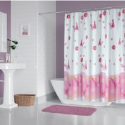 Resim Zethome Banyo Perdesi 1x240x200 Tek Kanat Duş Perdesi Halka Hediyeli 6020 Pembe 