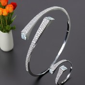 Resim Şık 2 Parçalı Takı Seti: Işıltılı Kübik Zirkonya Bilezik & Yüzük - Şık Düzensiz Tasarım, Günlük Kıyafetler veya Partiler İçin Mükemmel 