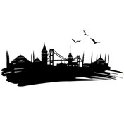 Resim Genel Markalar İstanbul Silueti Temalı Duvar Dekor Sticker (Tip 1) 40 X 20 Cm 