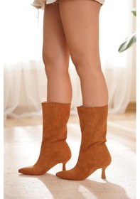 Resim Kadın Topuklu Süet Körüklü Çizme Nilya 001 