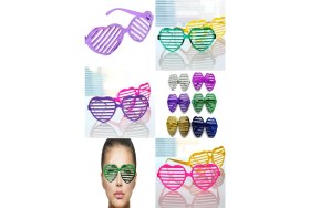 Resim Munico 6'lı Ekstra Parlak Kalp Panjur Parti Gözlüğü 6 Renkli Parti Konser Etkileyici Gözlük Renkli Metalize 