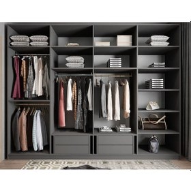 Resim Hugo 8 Kapaklı Dolap Gardırop Füme 