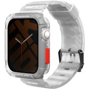 Resim Watch 7 45mm Kordon Skinarma Kurono Sert Pc Kasa Koruyucu Ve Shokku Silikon Strap Kayış Beyaz 