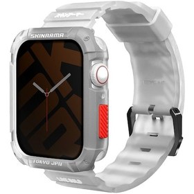 Resim Watch 7 45mm Kordon Skinarma Kurono Sert Pc Kasa Koruyucu Ve Shokku Silikon Strap Kayış Beyaz 