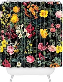 Resim Society6 Burcu Korkmazyurek Çiçek ve Kuş Desenli Duş Perdesi, 182,88 cm x 175,32 cm, Çoklu 