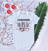 Resim LoveStore Unisex Bebek Baskılı Yengesinin Minik Aşkı %100 Pamuklu Çıtçıtlı Body Zıbın + Hediyeli 