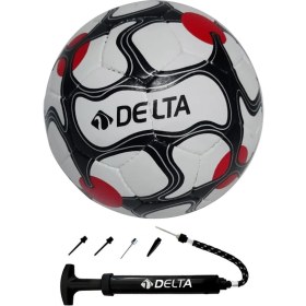 Resim Delta Vega El Dikişli 4 Numara Dura-Strong Futbol Topu + Çok Fonksiyonlu Top Pompası İkili Set 