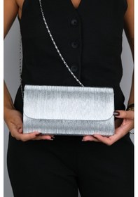 Resim Luvi Shoes Ago Gümüş Çizgili Kadın Abiye Çanta Çok Renkli 