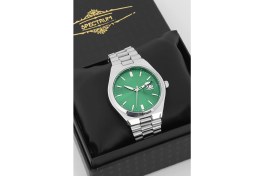 Resim Spectrum Premium Gümüş Renk Çelik Kordon Takvimli Erkek Kol Saati Özel Kutulu 