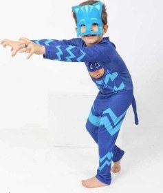 Resim Zyzqstore Çocuk Pijamaskeliler Kostümü Pjamasks Kostüm - Mavi Mavi Erkek Kız 3-10 Yaş Mavi 