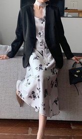 Resim Saten V Yaka Blazer - Siyah / M 