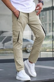 Resim Madmext Ekru Kargo Cep Erkek Jogger Pantolon 5791 