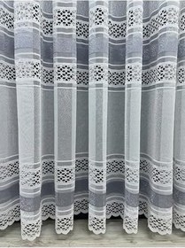 Resim Cortibo Viyana Örme Desenli 1'e 2,5 Orta Pileli Tül Perde Gri, 150 x 200 