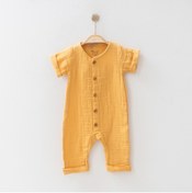 Resim CFR Kids Bilge Bebek Çift Kat Soft Dokuma Organik Pamuk Yazlık Kısa Kollu Müslin Tulum 