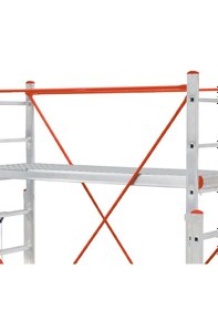 Resim 4 Metre Çift Kademeli 12 Basamaklı (6+6) Tekerlekli Alüminyum İskele Platform 