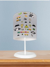 Resim Mekta Home Bebek Ve Çocuk Odası Arabalı Yollu Panda Desenli Abajur 